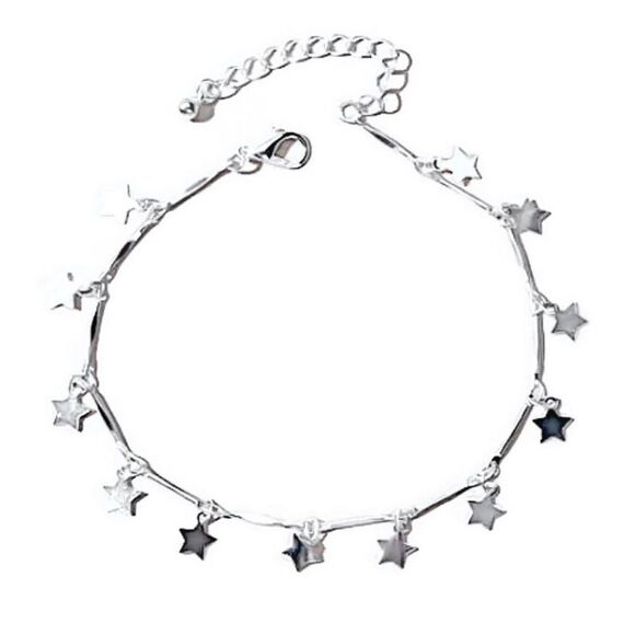 Silver STARS DANGLE CHARM ADJUSTABLE ANKLET - Picture 2 of 4